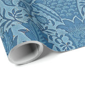 William Morris  blauw bloemmotief Cadeaupapier (Rol Hoek)