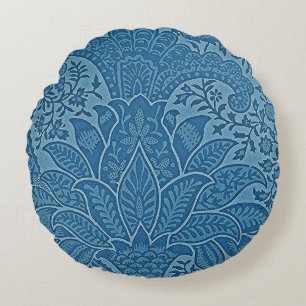 William Morris  blauw bloemmotief Rond Kussen
