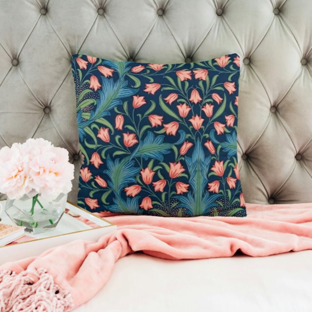 William Morris Blauw en Roze Bloemmotief Kussen (Creator heeft geüpload)