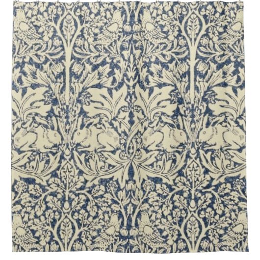 William Morris, Blauw grijs, patroon, art nouveau, Douchegordijn (Voorkant)