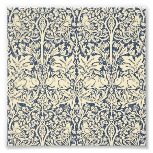 William Morris, Blauw grijs, patroon, art nouveau, Foto Afdruk (Voorkant)