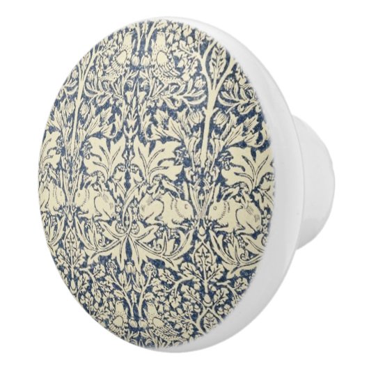 William Morris, Blauw grijs, patroon, art nouveau, Keramische Knop (Rechts)