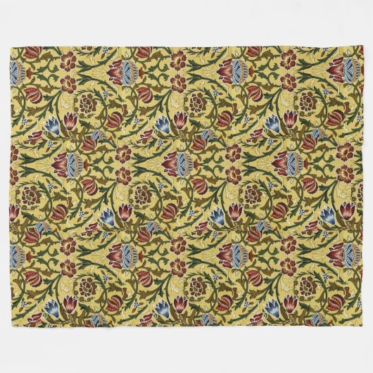 William Morris  blauw groen rood Fleece Deken (Voorkant (Horizontaal))