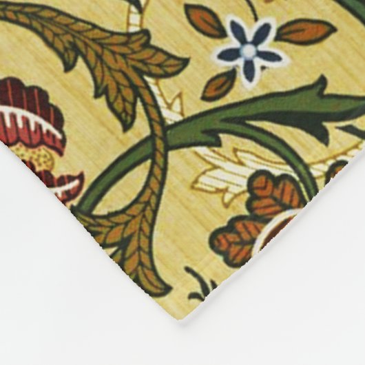 William Morris  blauw groen rood Fleece Deken (Hoek)