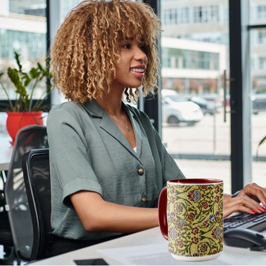 William Morris  blauw groen rood Mok