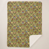 William Morris  blauw groen rood Sherpa Deken (Voorkant)