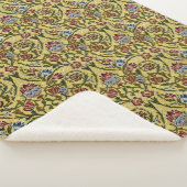 William Morris  blauw groen rood Sherpa Deken (3/4)