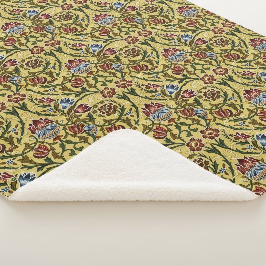 William Morris  blauw groen rood Sherpa Deken (3/4)