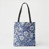 William Morris - Blauw Mallow-bloempatroon Tote Bag (Voorkant)
