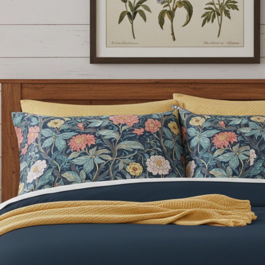 William Morris Blauw Turquoise Arts & Crafts Bloem Kussensloop