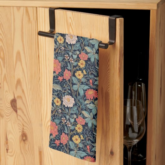 William Morris Blauw Turquoise Arts & Crafts Bloem Theedoek (Derde Gevouwen)
