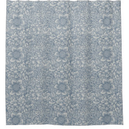 William Morris  Blauw Wit Bloemen Bloemen Bloemen Douchegordijn