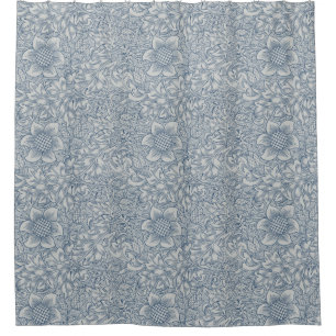 William Morris Blauw Wit Bloemen Bloemen Bloemen Douchegordijn