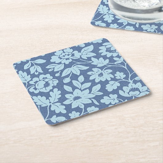 William Morris,  blauwe bloesems, Kartonnen Onderzetters (Schuin)