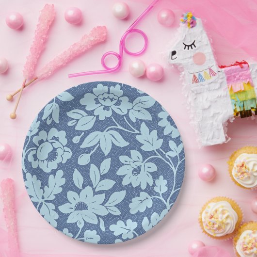 William Morris,  blauwe bloesems, Papieren Bordje (Feest)