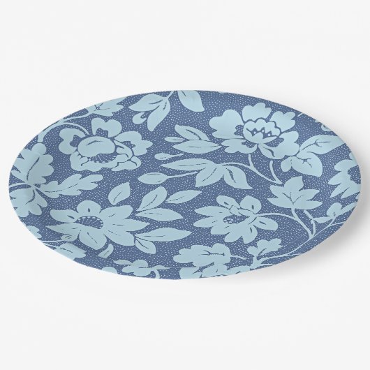 William Morris,  blauwe bloesems, Papieren Bordje (Gekanteld)