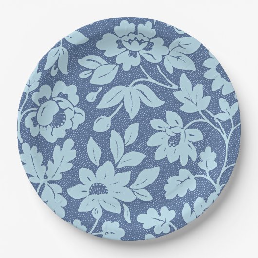 William Morris,  blauwe bloesems, Papieren Bordje (Voorkant)