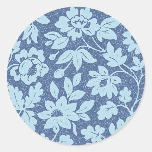 William Morris,  blauwe bloesems, Ronde Sticker