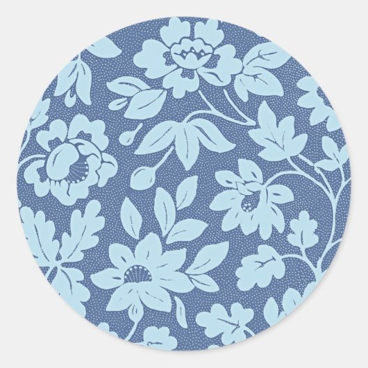 William Morris,  blauwe bloesems, Ronde Sticker (Voorkant)