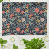 William Morris Blauwe Teal Arts & Crafts Bloem Theedoek (Gevouwen)