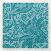William Morris Blauwgroen Botanisch Glazen Onderzetter (Voorkant)