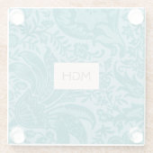  William Morris Blauwgroen Botanisch Monogram Glazen Onderzetter (Achterkant)