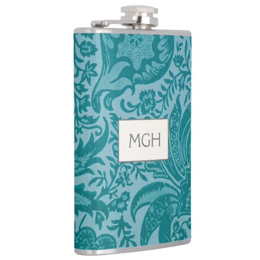  William Morris Blauwgroen Botanisch Monogram Heupfles (Rechts)