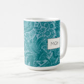  William Morris Blauwgroen Botanisch Monogram Koffiemok (Voorkant rechts)