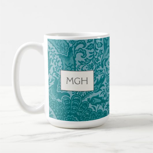 William Morris Blauwgroen Botanisch Monogram Koffiemok (Links)