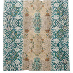 William Morris Blauwgroen Terracotta Floral Vine P Douchegordijn