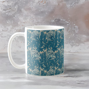 William Morris Blauwgroen Tulip Pattern Koffiemok