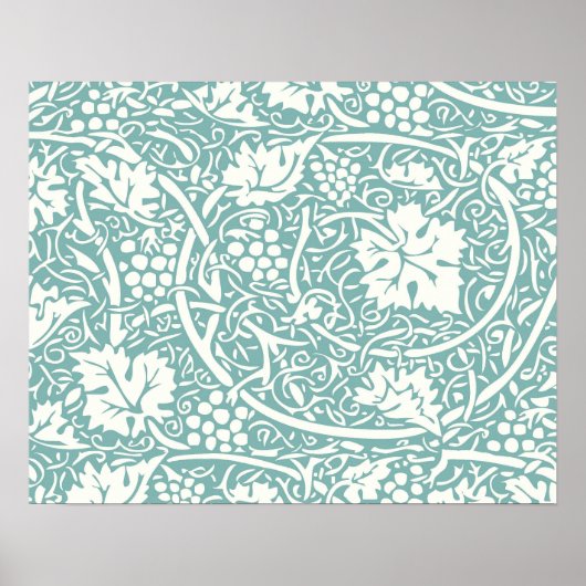 William Morris Bloem Behang Teal Poster (Voorkant)