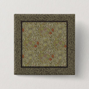 William Morris bloem lelie wilg kunstprint ontwerp Vierkante Button 5,1 Cm