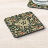 William Morris Bloem Monogram Bier Onderzetter (Linkerzijde)