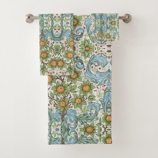 William Morris Bloemen Acanthus Blauw Blauw Bad Handdoek (Insitu)