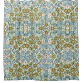 William Morris Bloemen Acanthus Blauw Blauw Douchegordijn