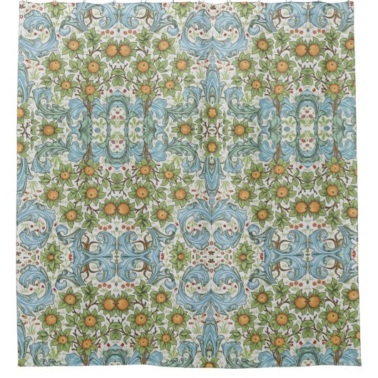 William Morris Bloemen Acanthus Blauw Blauw Douchegordijn (Voorkant)