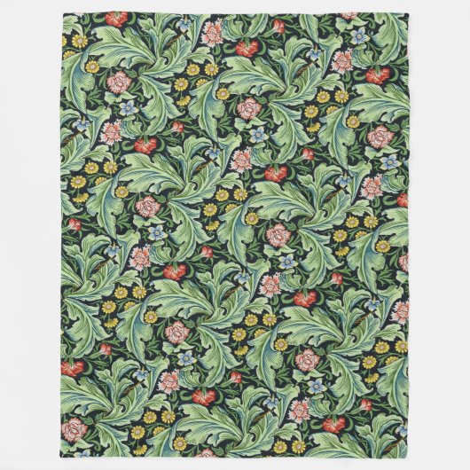 William Morris Bloemen Anjer Roze Groen Fleece Deken (Voorkant)