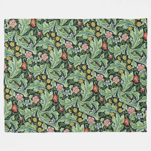 William Morris Bloemen Anjer Roze Groen Fleece Deken (Voorkant (Horizontaal))