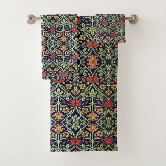 William Morris Bloemen Bladgroen Geel Rood Bad Handdoek (Insitu)