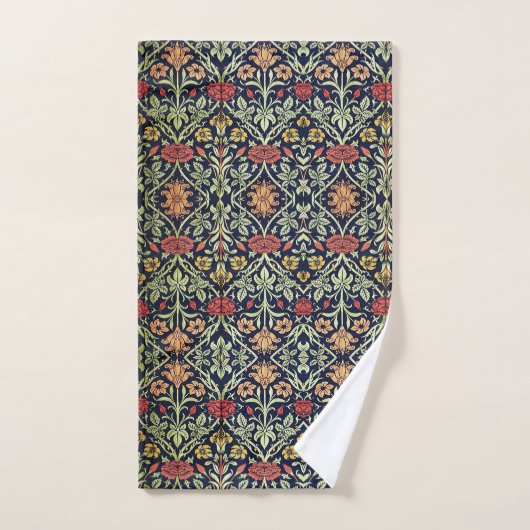 William Morris Bloemen Bladgroen Geel Rood Bad Handdoek (Handdoek)