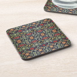 William Morris Bloemen Bladgroen Geel Rood Bier Onderzetter