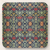 William Morris Bloemen Bladgroen Geel Rood Bier Onderzetter (Voorkant)