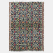 William Morris Bloemen Bladgroen Geel Rood Deken (Voorkant Verticaal)