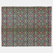 William Morris Bloemen Bladgroen Geel Rood Fleece Deken (Voorkant (Horizontaal))