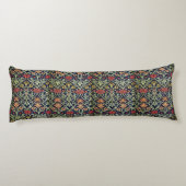 William Morris Bloemen Bladgroen Geel Rood Lichaamskussen (Achterkant)