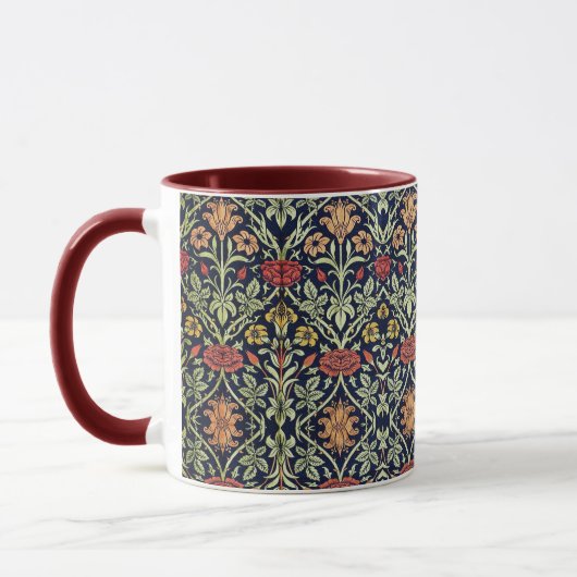 William Morris Bloemen Bladgroen Geel Rood Mok (Links)