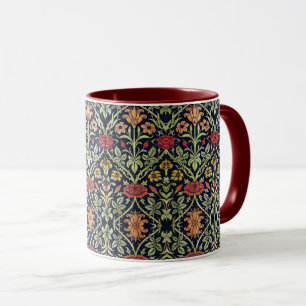 William Morris Bloemen Bladgroen Geel Rood Mok
