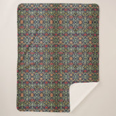 William Morris Bloemen Bladgroen Geel Rood Sherpa Deken (Voorkant)