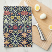 William Morris Bloemen Bladgroen Geel Rood Theedoek (Quarter Fold)